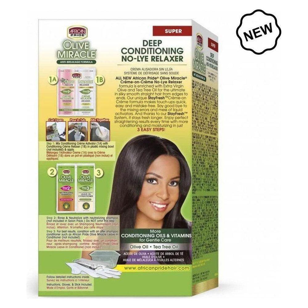 African Pride Olive Miracle Deep Conditioning No - Lye Relaxer Super 1 Touch - Up Kit - gtwtoporld.com