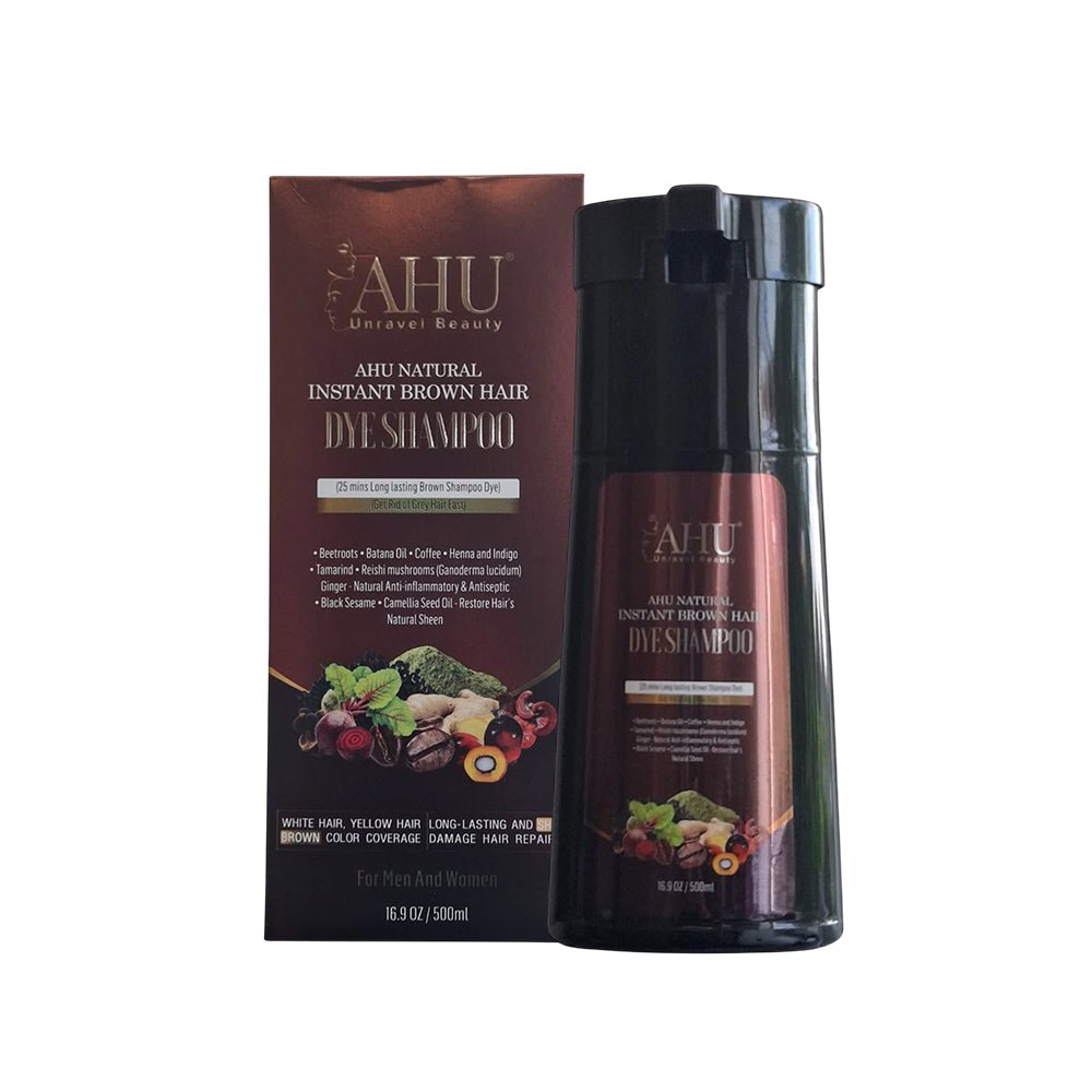 AHU Natural Instant Dye Shampoo 500ml (black & Brown) - gtwtoporld.com