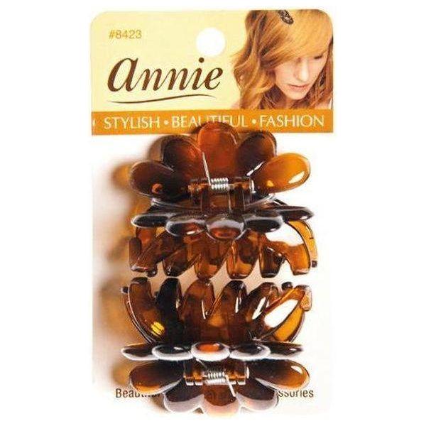 Annie Short Teeth Flower Clips/Haarklammern, 5,5Cm, Tortoise, pack of 2 - gtwtoporld.com