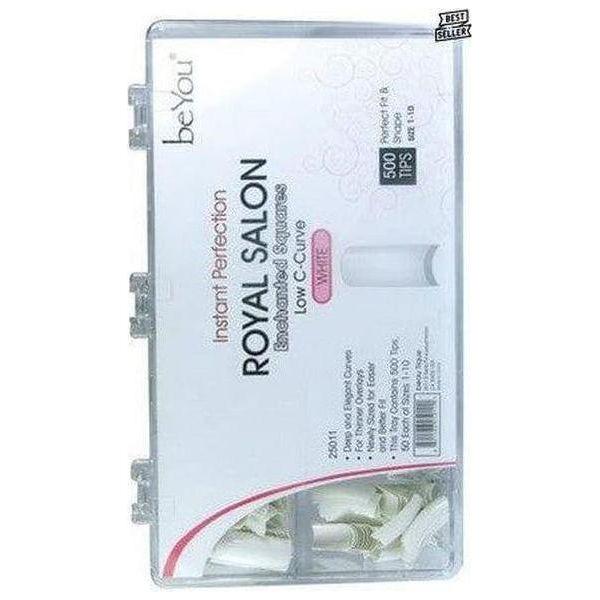 BeYou Nails 25011 White Royal Salon 500 Tips Size 0 - 9 - gtwtoporld.com