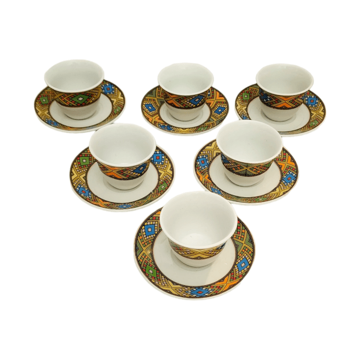 Coffee cups and coasters set of 6 + 6 decor Tibib - gtwtoporld.com