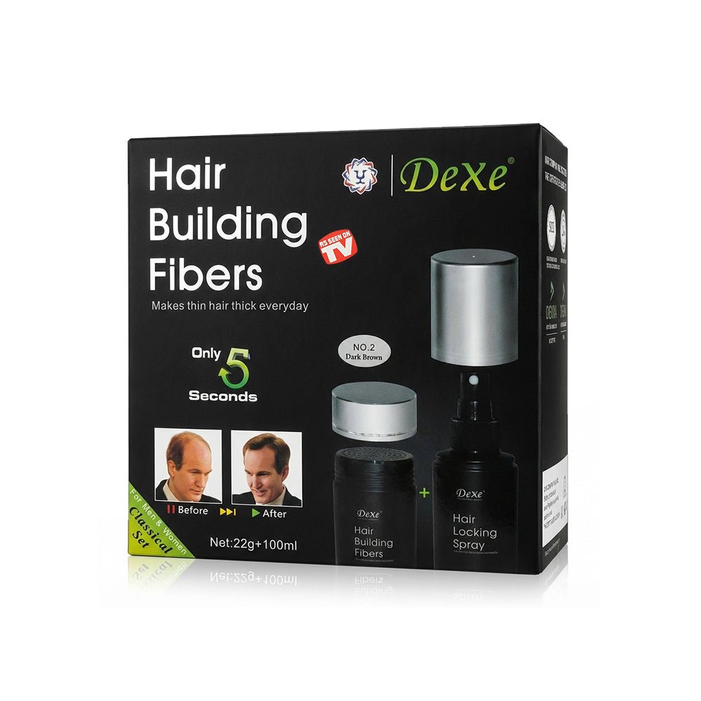 Dexe Hair Building Fiber Classic set KIT (Black & Dark Brown) - gtwtoporld.com