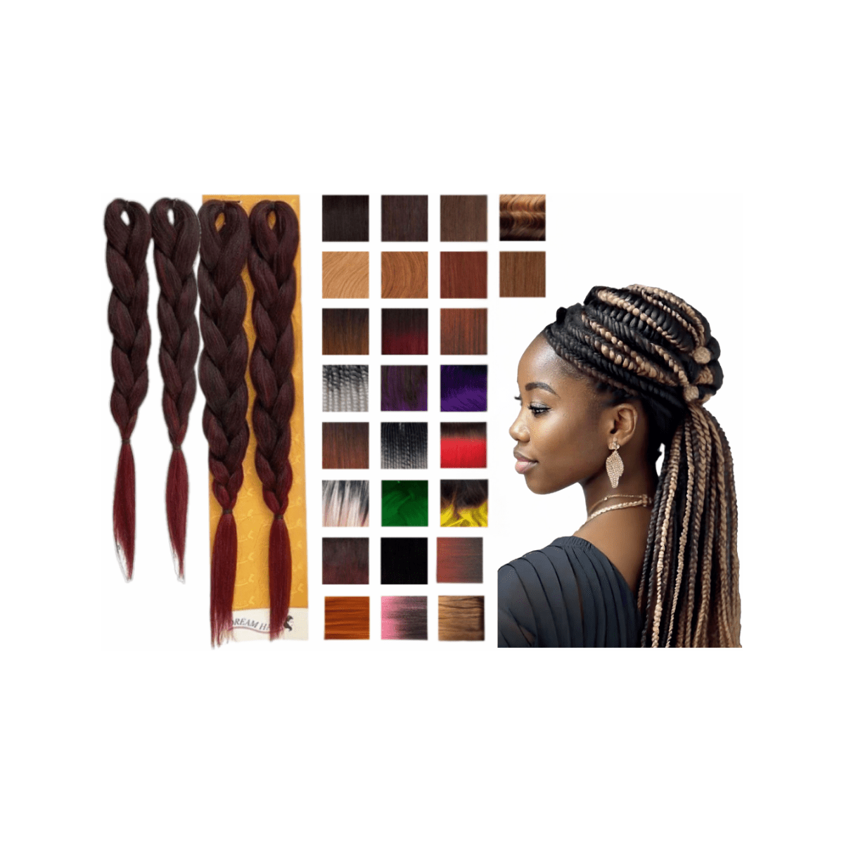 Dream Hair Braids Exception 4x Pre Stretched 100% Kunsthaar 4 pcs, 170g - gtwtoporld.com