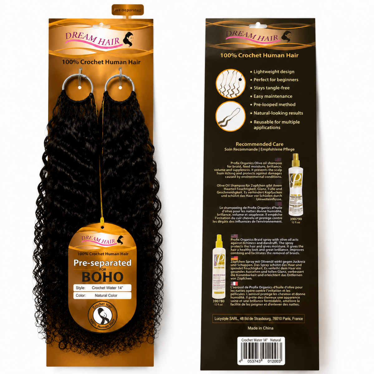 Dream Hair Crochet Human Hair Water Wave Natural Color 14"/18" - gtwtoporld.com