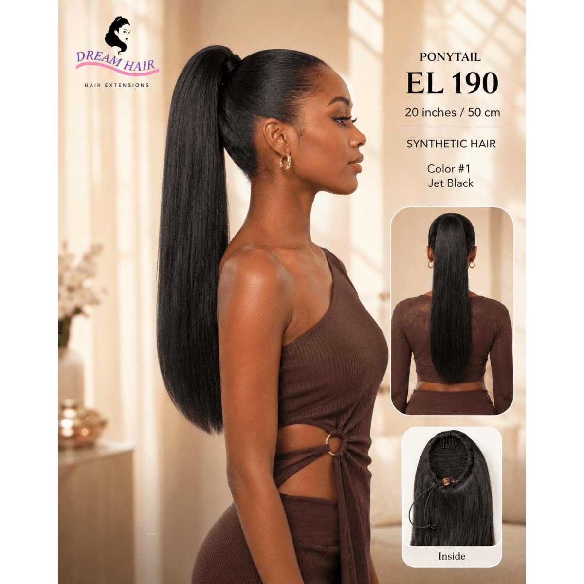 Dream Hair ponytail EL 190 20"/50cm Synthetic Hair - gtwtoporld.com