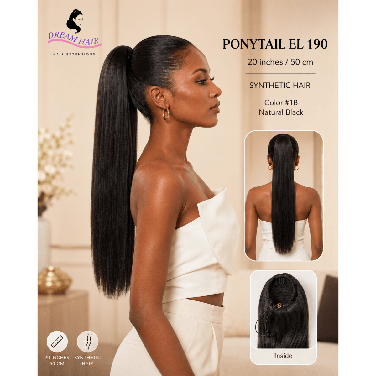 Dream Hair ponytail EL 190 20"/50cm Synthetic Hair - gtwtoporld.com