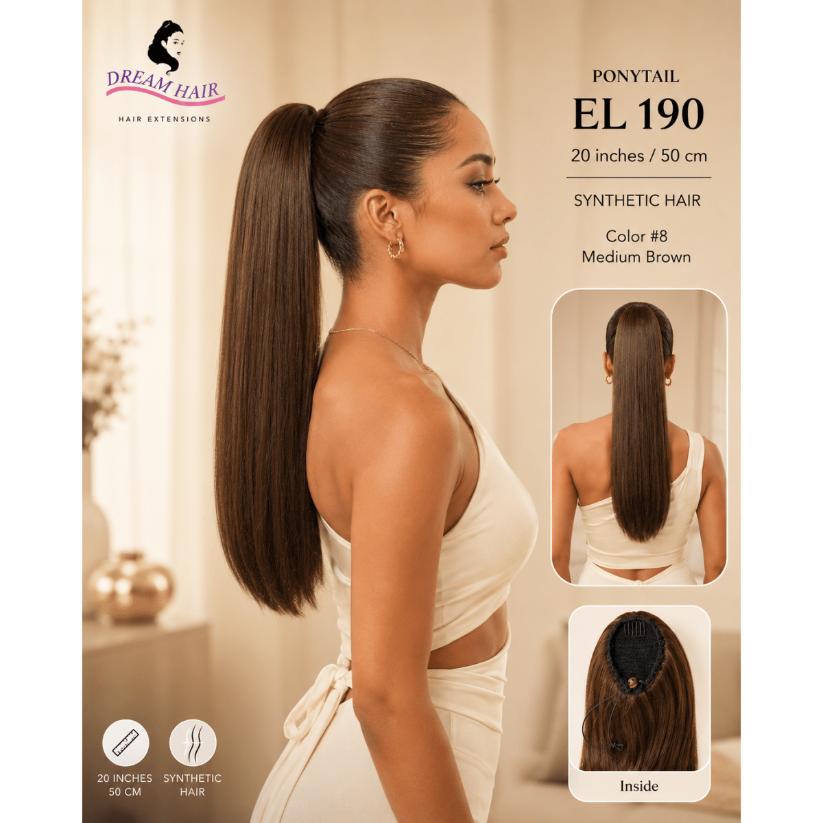 Dream Hair ponytail EL 190 20"/50cm Synthetic Hair - gtwtoporld.com