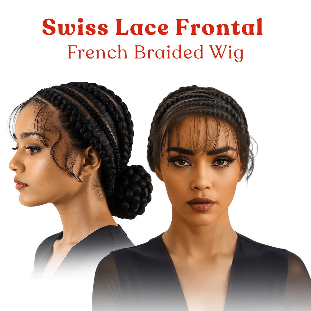 Dream Hair Swiss Lace Frontal French Braided Wig: Natural Color (400g) - gtwtoporld.com