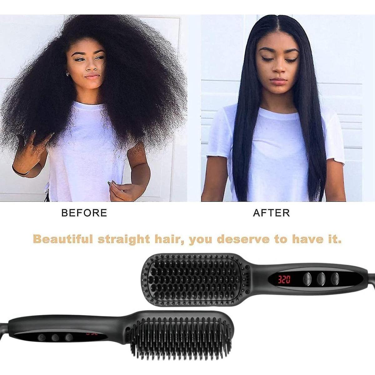 Dreamfix 2 In 1 Electric Ceramic Straightening Comb Rotating Brush 110 - 240V 50/60HZ 45 - 65W - gtwtoporld.com