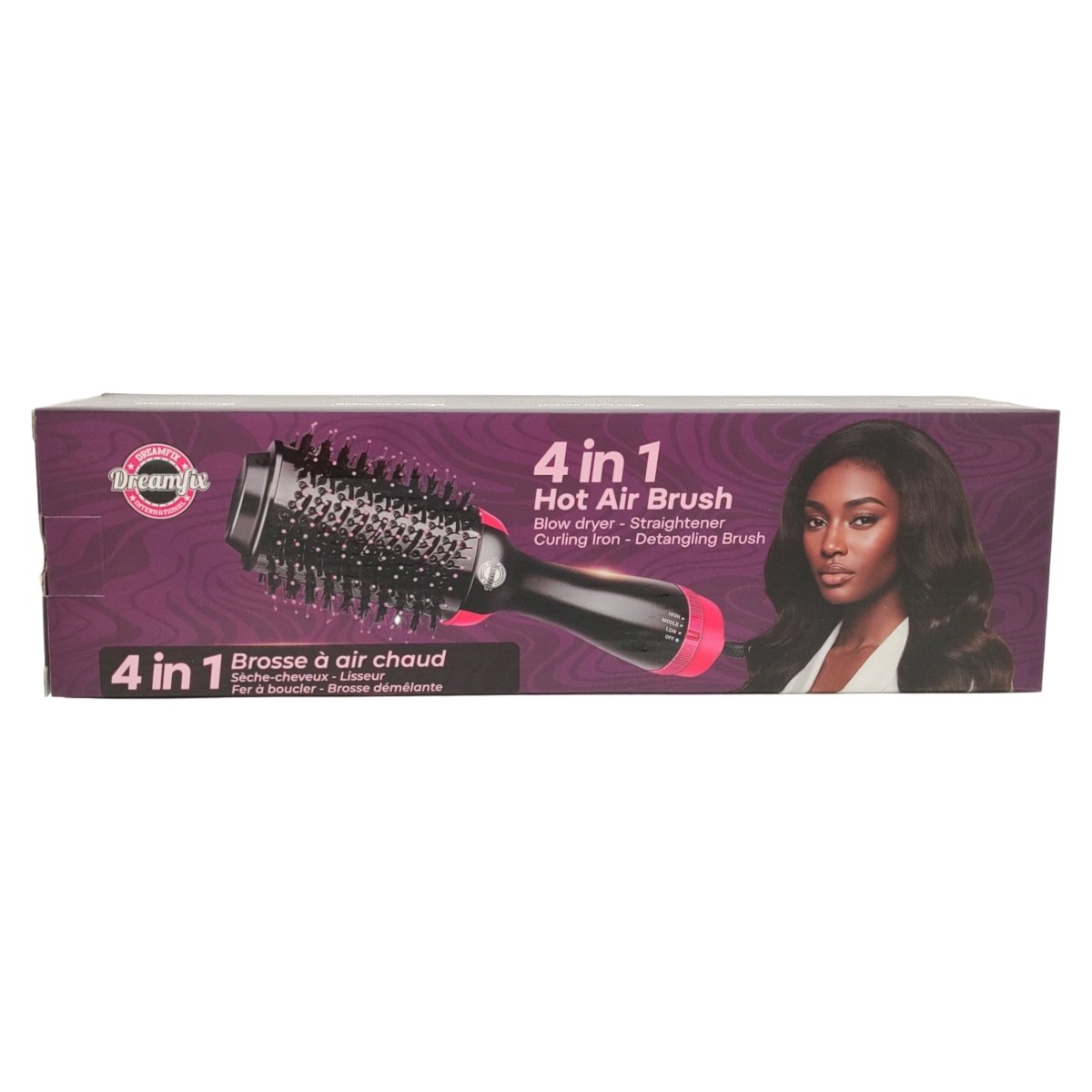 Dreamfix 4 - in - 1 Hot Air Brush - Electric Hair Dryer & Styler (Black&Pink) - gtwtoporld.com