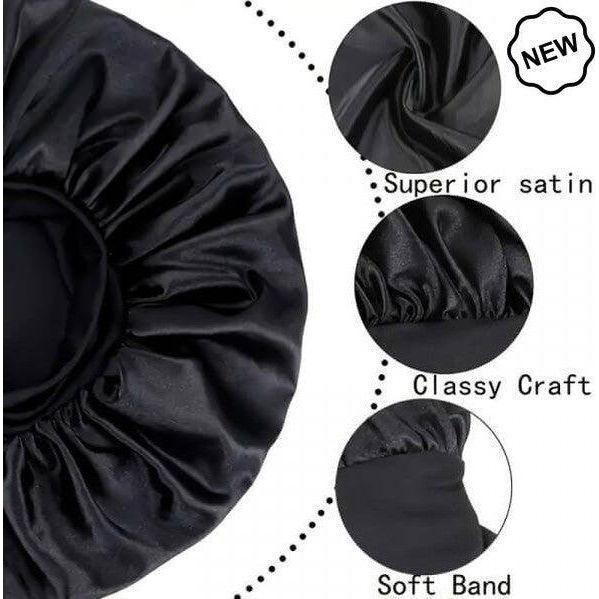 Dreamfix Black Satin Bonnet For Sleeping & Showering - gtwtoporld.com