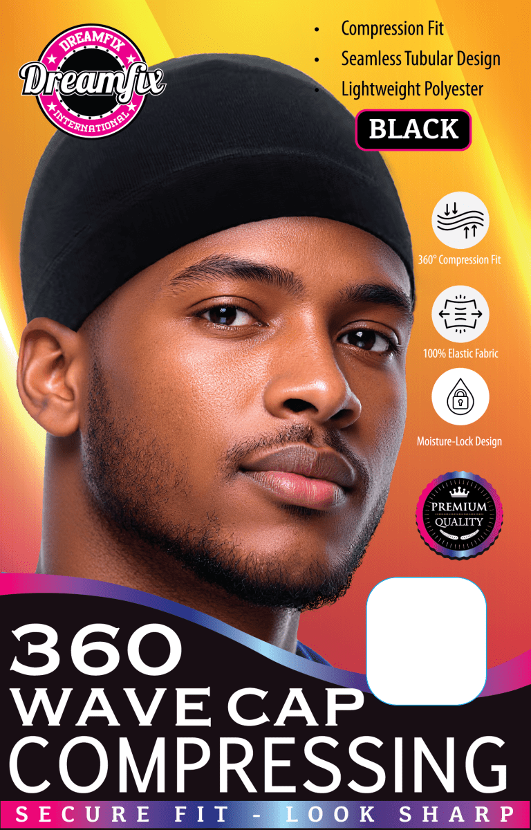 Dreamfix Compressing 360 Wave Cap Black - gtwtoporld.com