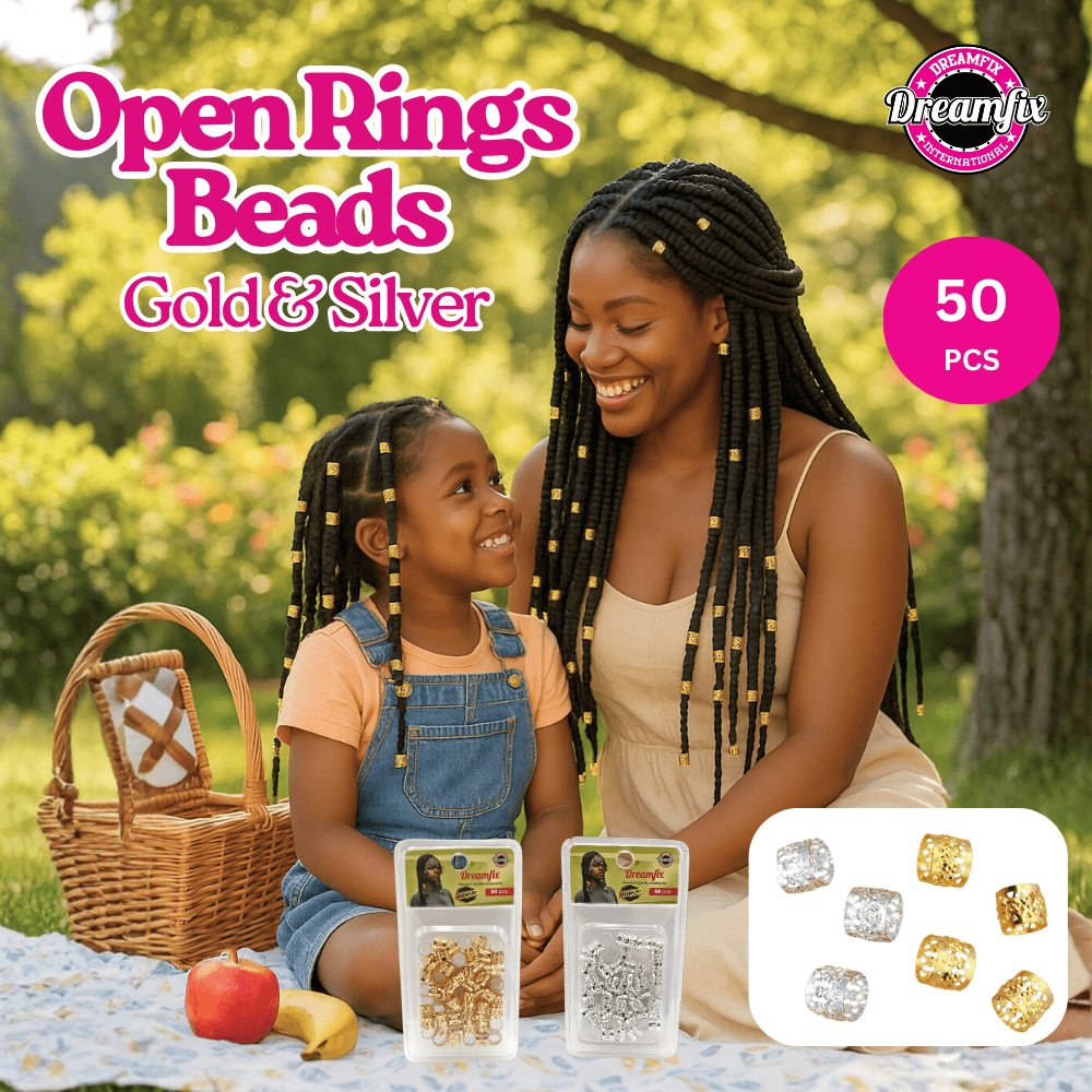 Dreamfix Open Rings Hair Beads Gold &Silver 50Pcs - gtwtoporld.com