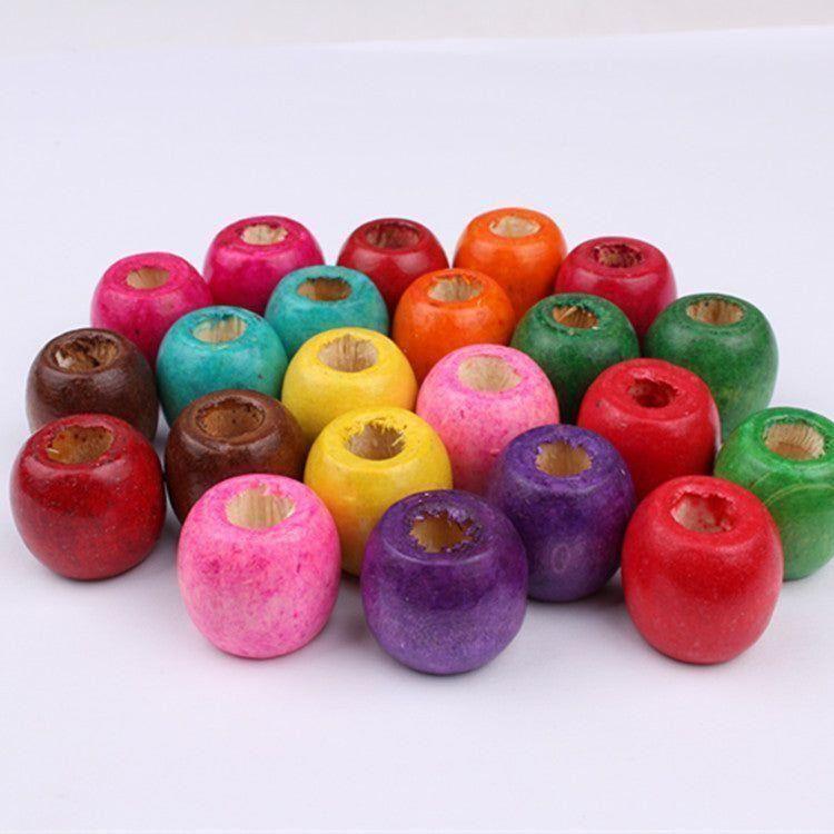 Dreamfix Painted Round Loose 7mm Large Wooden Beads 24pcs - gtwtoporld.com