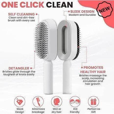 Dreamfix Self Cleaning Hair Detangling and Scalp Massager Brushes White/Purple - gtwtoporld.com