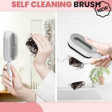 Dreamfix Self Cleaning Hair Detangling and Scalp Massager Brushes White/Purple - gtwtoporld.com