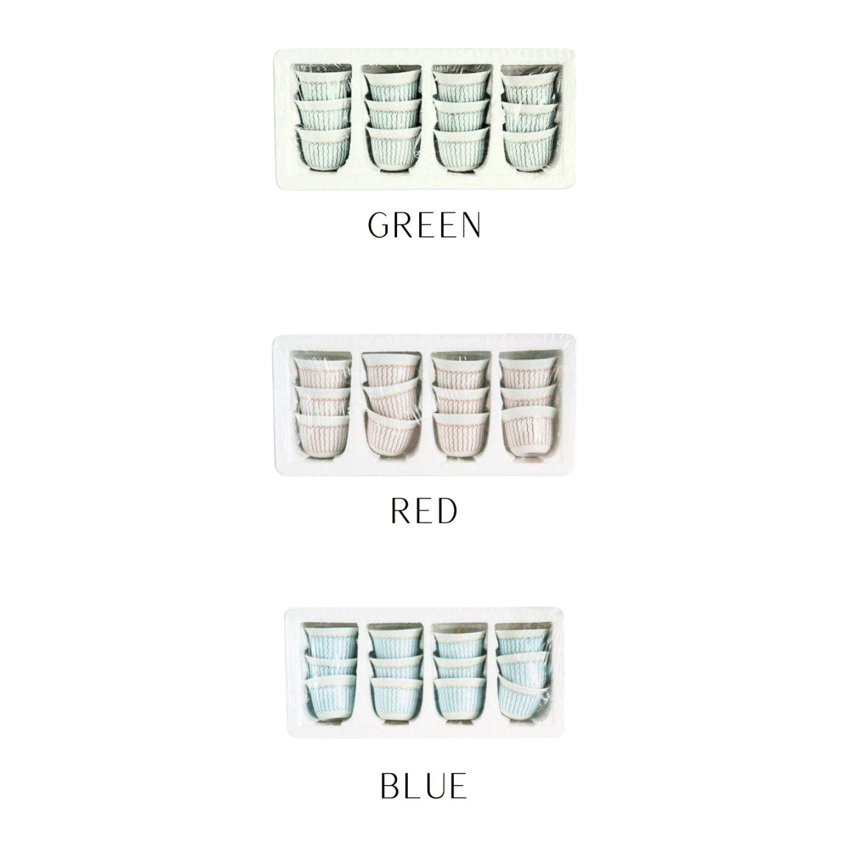 Kaffeetassen Finjal blue/red/Green (12er Pack) - gtwtoporld.com