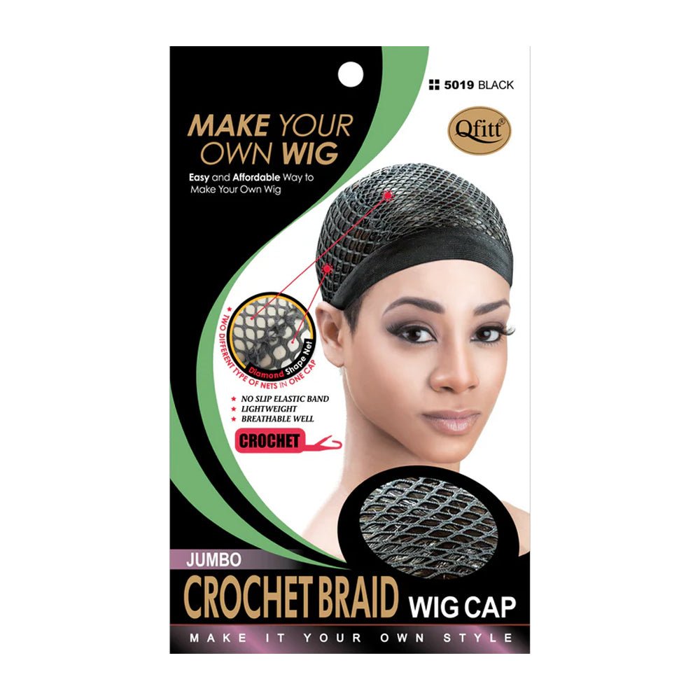 Qfitt Crochet Wig Cap Jumbo Black(5029) - gtwtoporld.com