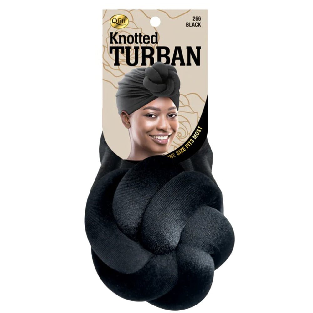 Qfitt Knotted Turban Cap - Black - gtwtoporld.com