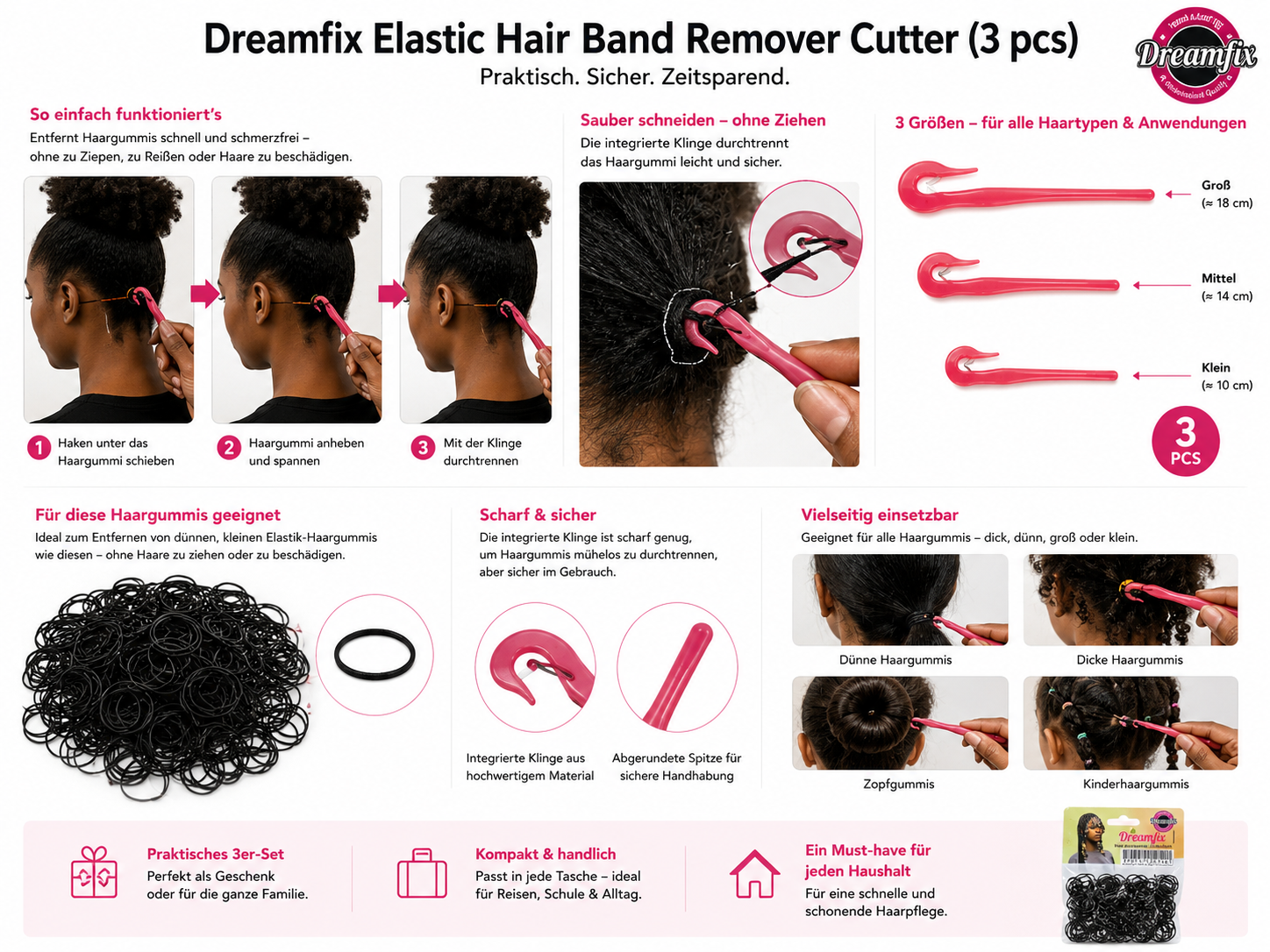 Dreamfix Elastic Hair band Remover Cutter (3 pcs)