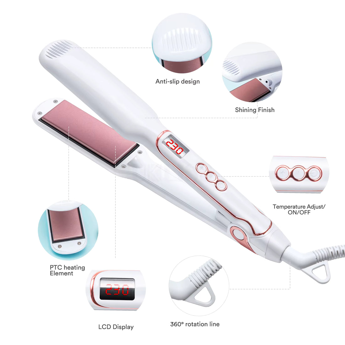 Dreamfix Sleek Ceramic Flat Iron with Digital Control (Black)
