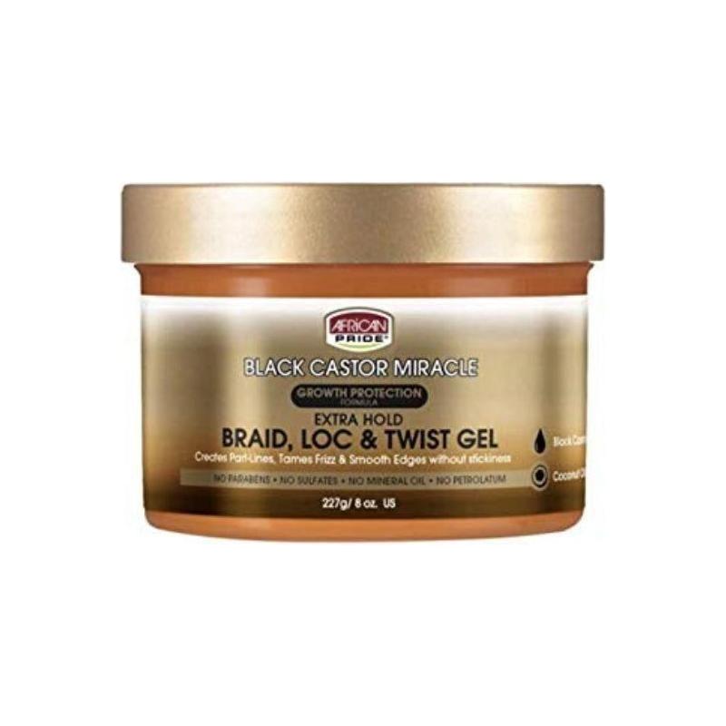 African Pride Black Castor Miracle Braid, Loc &amp; Twist Gel 227g - gtwtoporld.com