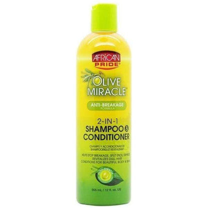 African Pride Olive Miracle Anti Breakage 2in1 Shampoo and Conditioner 355ml - gtwtoporld.com