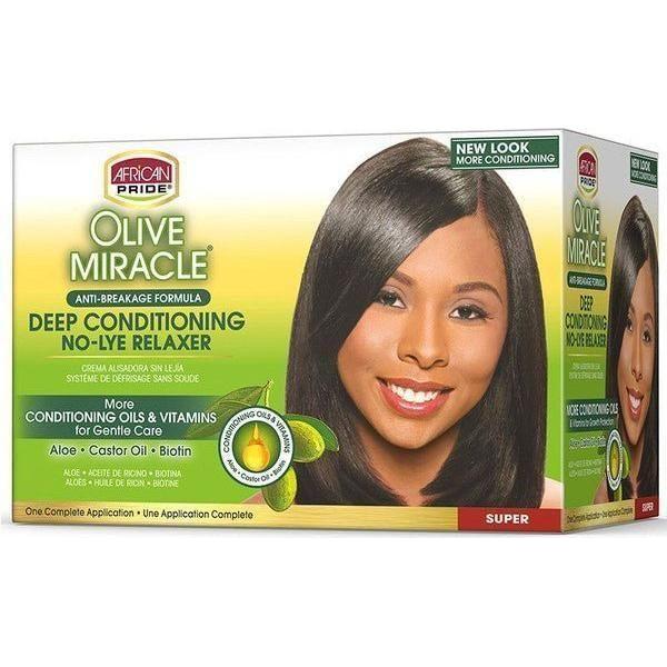 African Pride Olive Miracle Anti Breakage Deep Conditioning No Lye Relaxer Super - gtwtoporld.com
