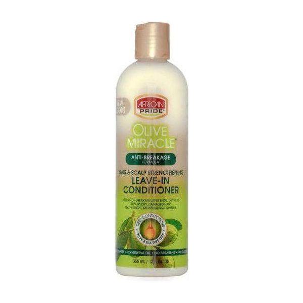 African Pride Olive Miracle Anti Breakage Hair &amp; Scalp Strengthening Leave in Conditioner 12 Oz - gtwtoporld.com
