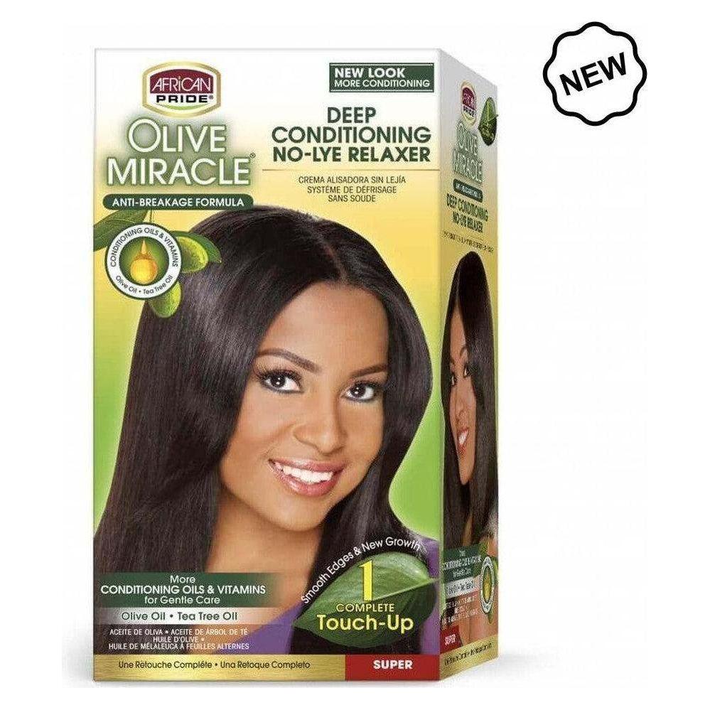 African Pride Olive Miracle Deep Conditioning No - Lye Relaxer Super 1 Touch - Up Kit - gtwtoporld.com