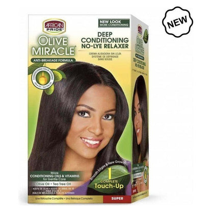 African Pride Olive Miracle Deep Conditioning No - Lye Relaxer Super 1 Touch - Up Kit - gtwtoporld.com