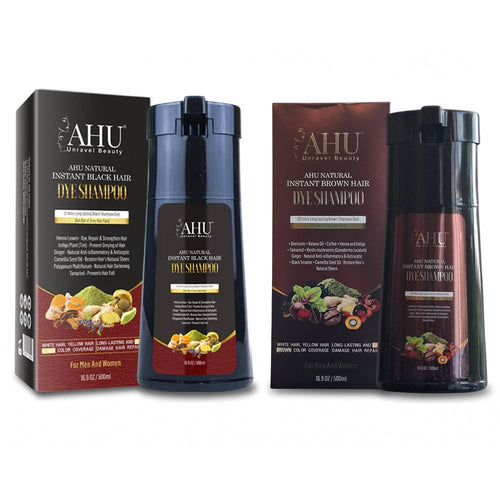 AHU Natural Instant Dye Shampoo 500ml (black & Brown)