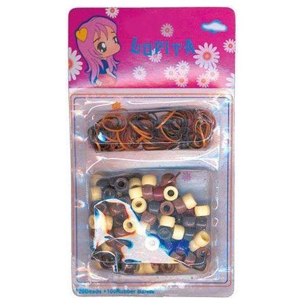 Beads (120) &amp; (100Rubber Band) Braun &amp; Beige - gtwtoporld.com