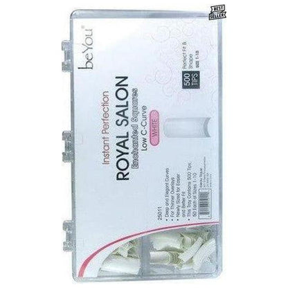 BeYou Nails 25011 White Royal Salon 500 Tips Size 0 - 9 - gtwtoporld.com