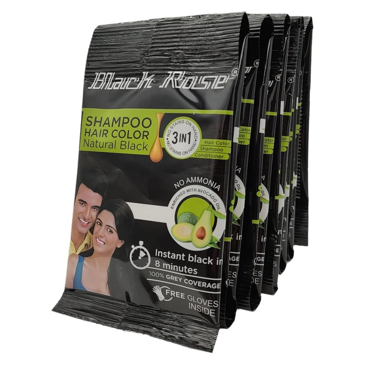 Black Rose Shampoo Hair Color Natural Black 3 in 1 - gtwtoporld.com