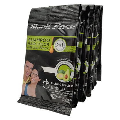 Black Rose Shampoo Hair Color Natural Black 3 in 1 - gtwtoporld.com