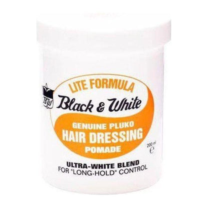 Black &amp; White Genuine Pluko LIte Formula Hair Dressing Pomade 200ml - gtwtoporld.com