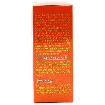 Carrot Glow Exfoliating Purifying Soap Skin Lightening with Carrot Oil &amp; Vitamin A,K,E Complex 200g - gtwtoporld.com