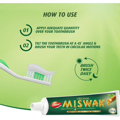 Dabur Miswak Toothpaste (50 + 25g Free) For Healthy Gums &amp; Fresh Breath - gtwtoporld.com