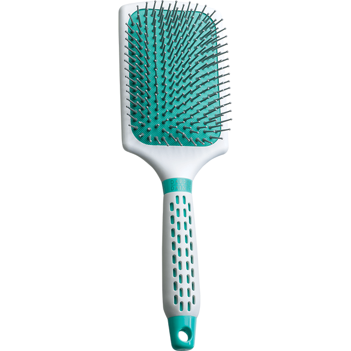 Dapper and Dainty Thermal Square Paddle White &amp; Teal Nylon Bristle - gtwtoporld.com