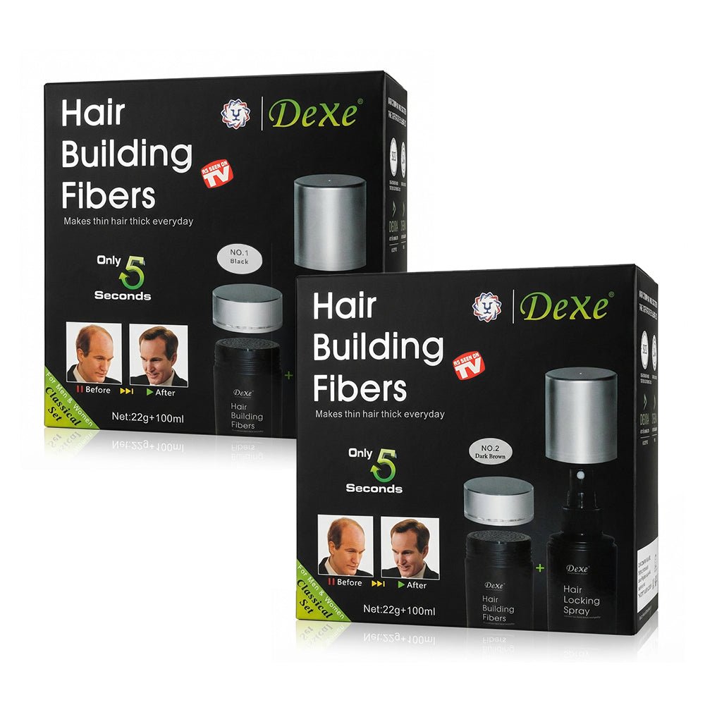 Dexe Hair Building Fiber Classic set KIT (Black &amp; Dark Brown) - gtwtoporld.com