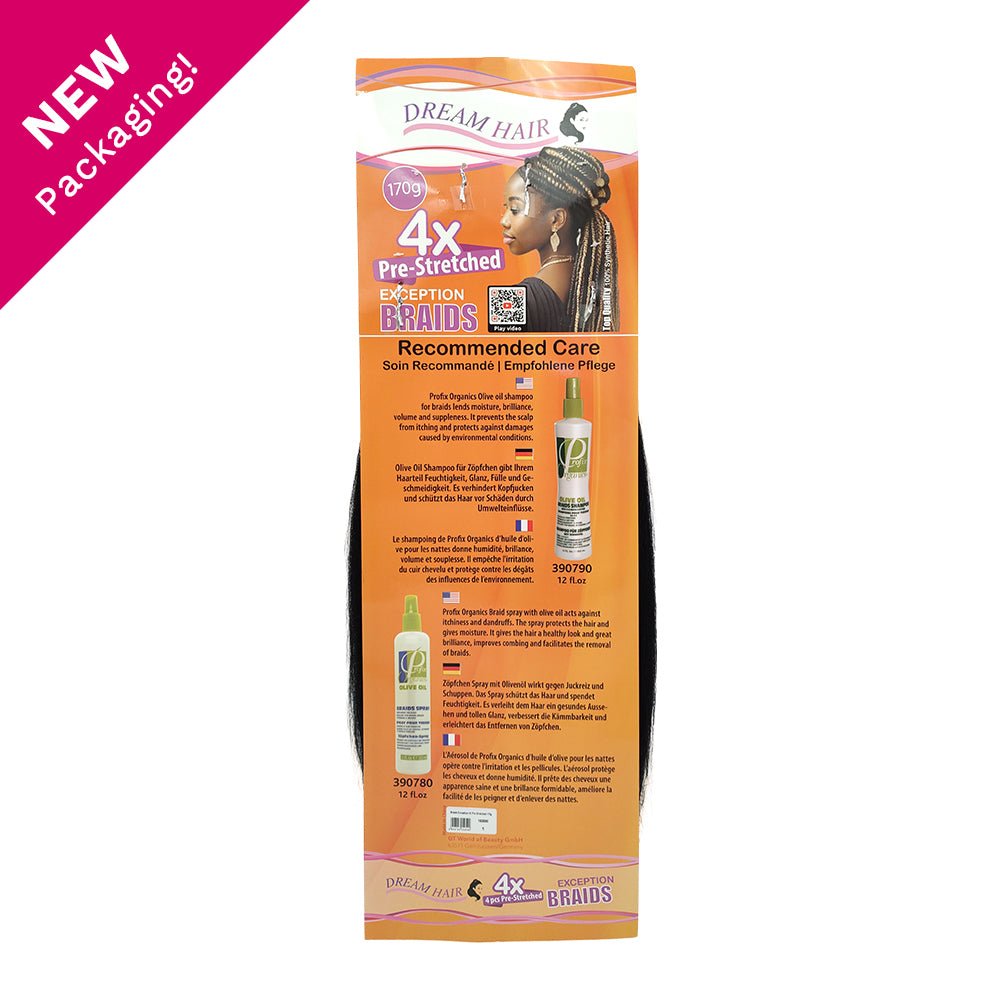 Dream Hair Braids Exception 4x Pre Stretched 100% Kunsthaar 4 pcs, 170g - gtwtoporld.com