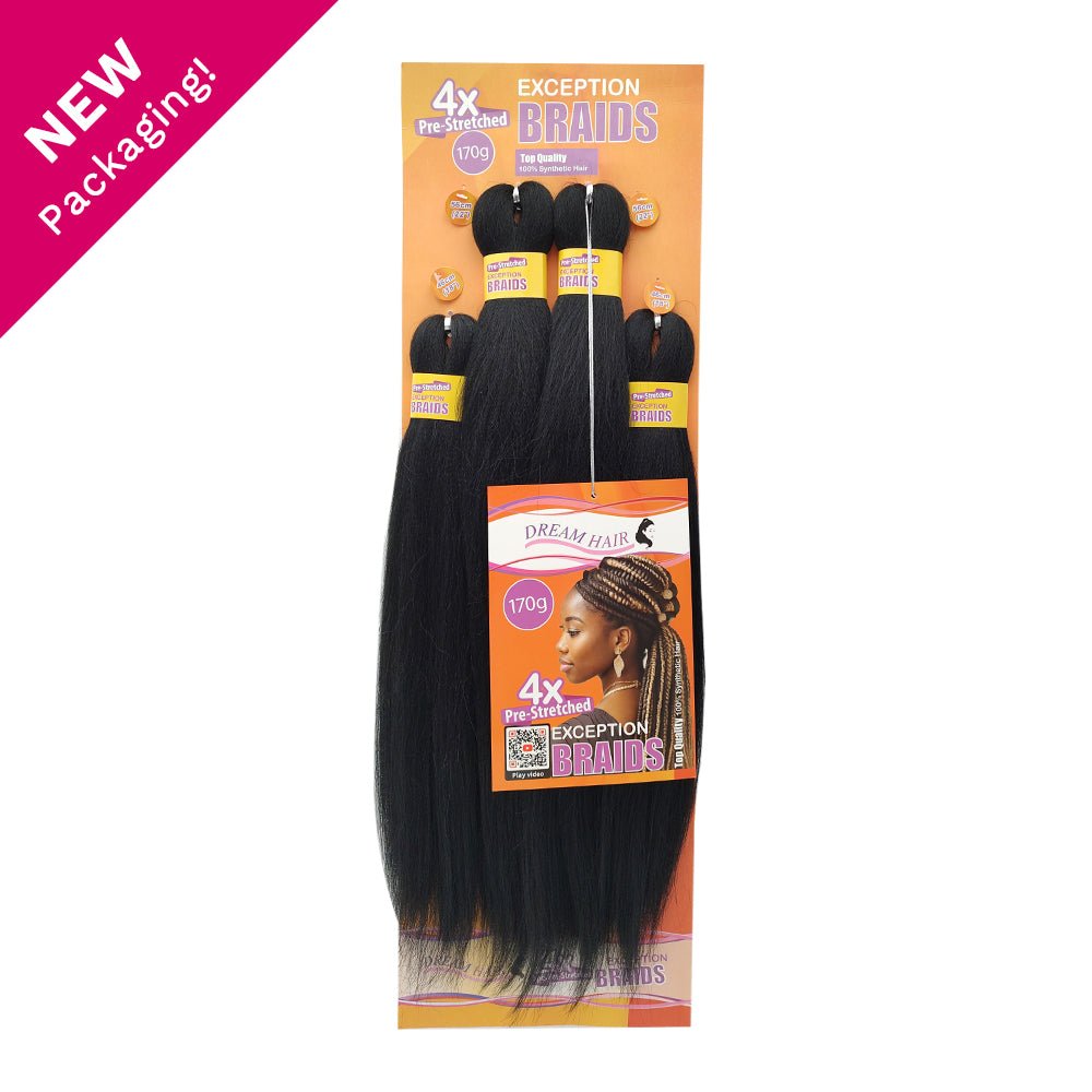 Dream Hair Braids Exception 4x Pre Stretched 100% Kunsthaar 4 pcs, 170g - gtwtoporld.com