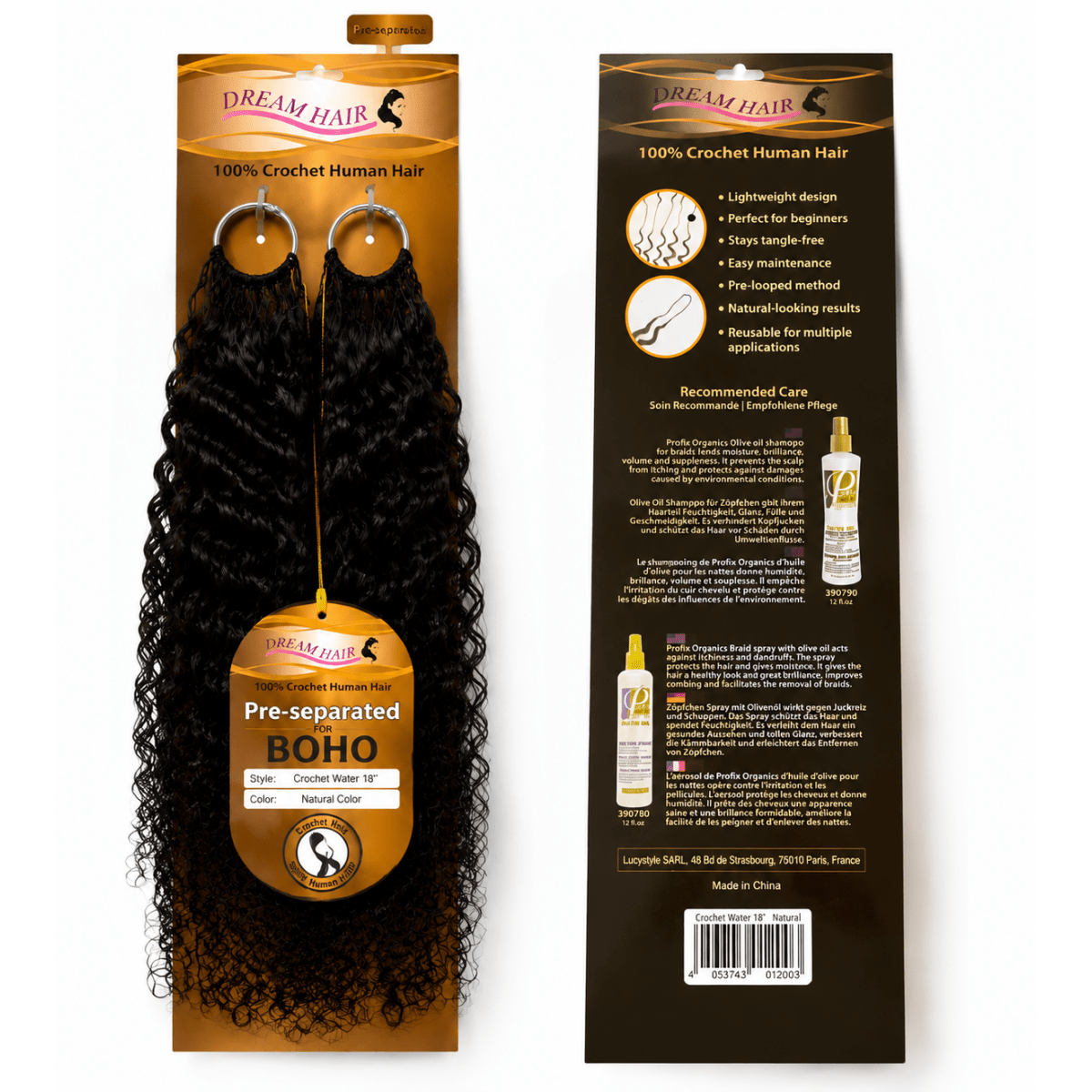 Dream Hair Crochet Human Hair Water Wave Natural Color 14"/18" - gtwtoporld.com