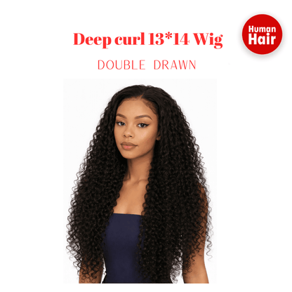 Dream Hair Deep curl 13*14 Wig Double Drawn 24 Human Hair :Natural Color - gtwtoporld.com