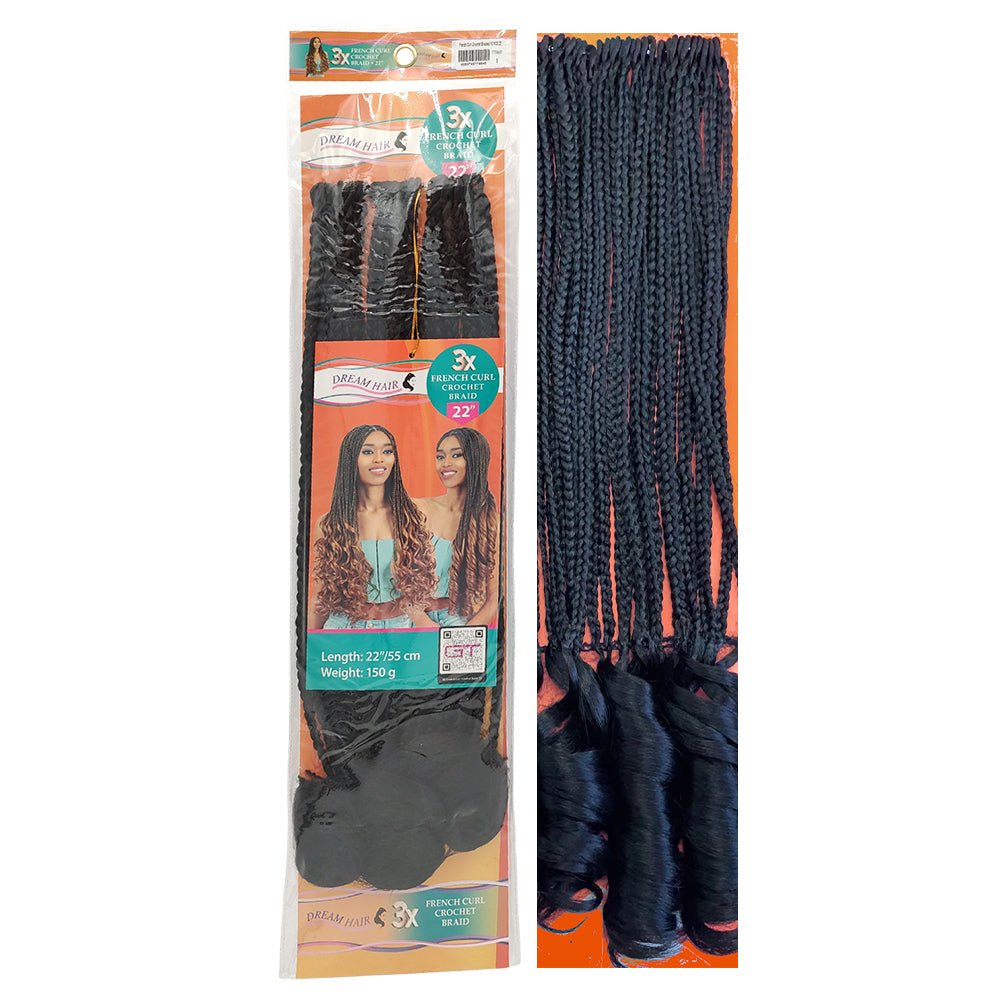 Dream Hair French Curl Crochet Braided X3 Pcs 22" &amp; 16" - gtwtoporld.com
