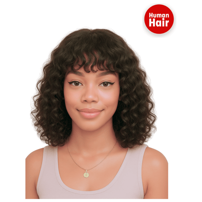 Dream Hair Human Hair bangs bob wig 12" - gtwtoporld.com