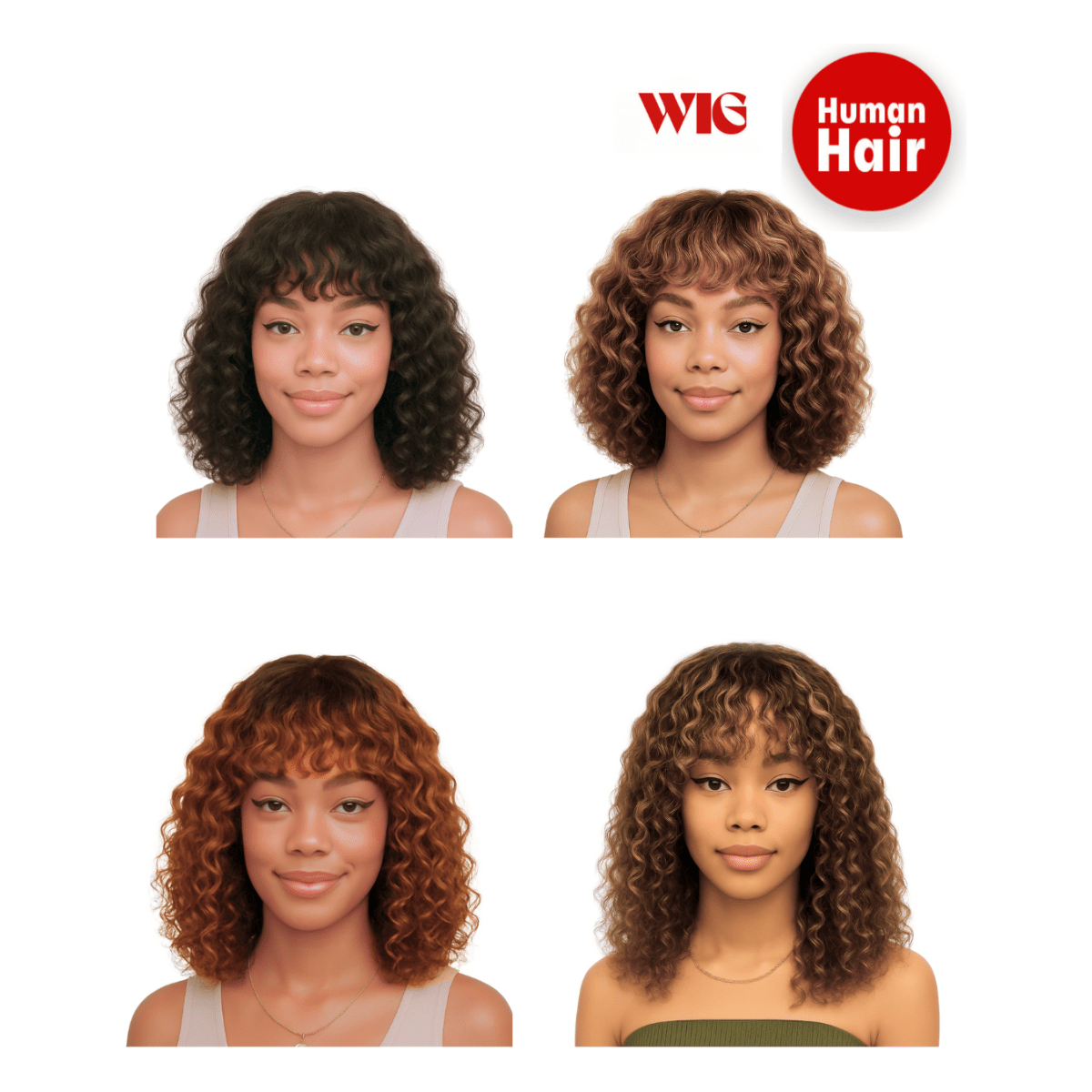 Dream Hair Human Hair bangs bob wig 12" - gtwtoporld.com