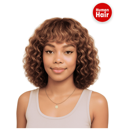 Dream Hair Human Hair bangs bob wig 12" - gtwtoporld.com
