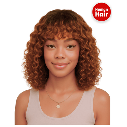 Dream Hair Human Hair bangs bob wig 12" - gtwtoporld.com